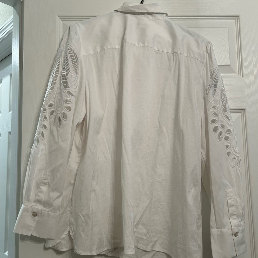 White cotton eyelet blouse